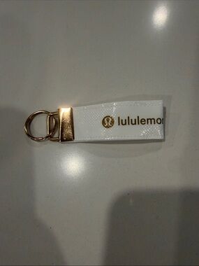 Lululemon handmade White & Gold Keychain Wristlet (#5 white with gold logo first